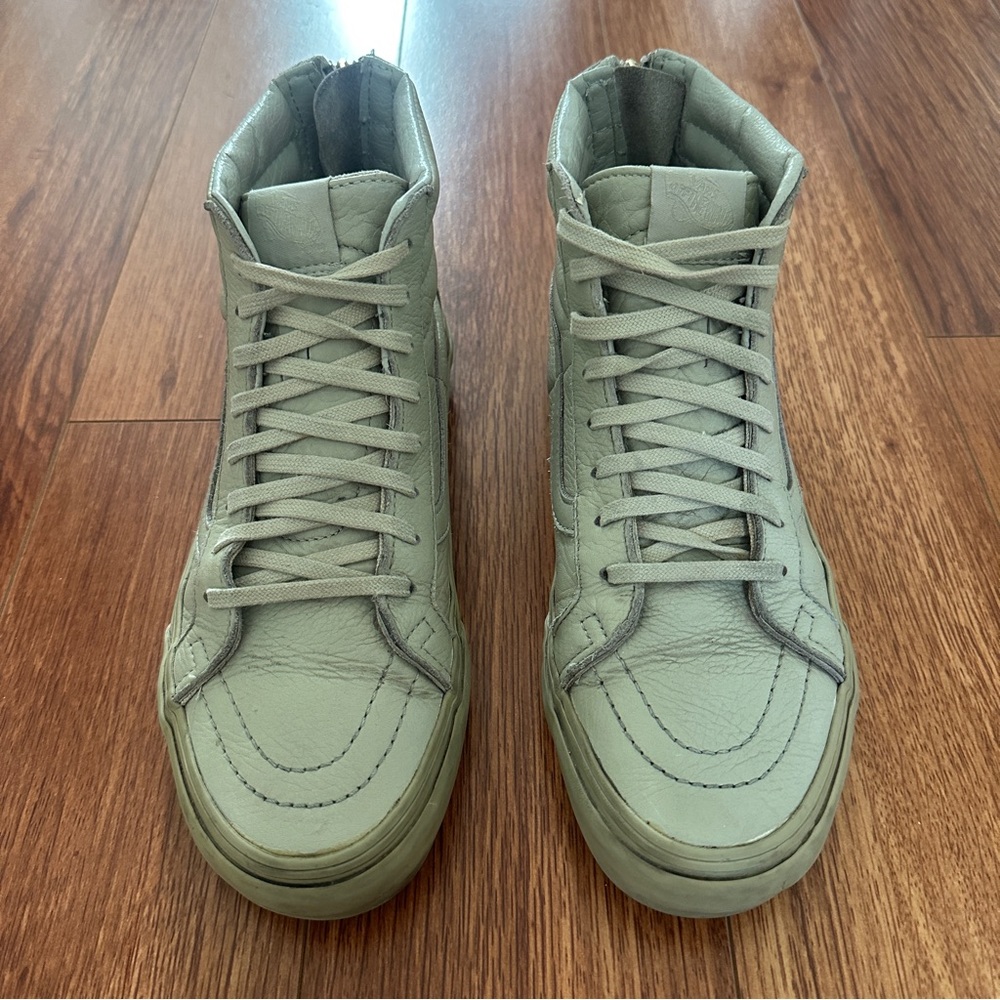 Vans Boot Leather Sneakers Sk8 Hi Zip Agate Gray Mens 7 / Womens 8.5